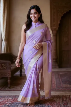 Collar Neck Blouse for Chiffon Saree