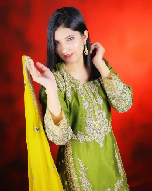 Green Color Full Stone Work Palazzo Salwar Suit