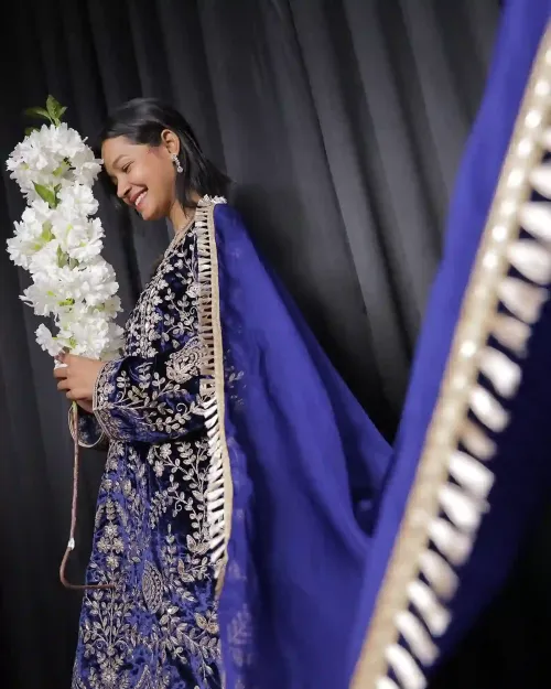 Navy Blue Fulzadi Work Velvet Suit