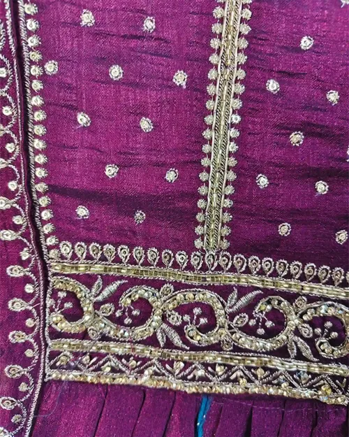 Purple Zari Work Anarkali Short For Kids