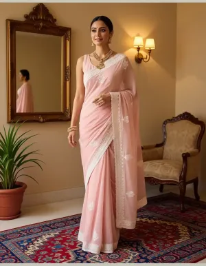 V Neck Georgette Saree Blouse Designs 