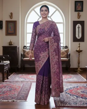 Full-Sleeve Georgette Saree Blouse Designs 