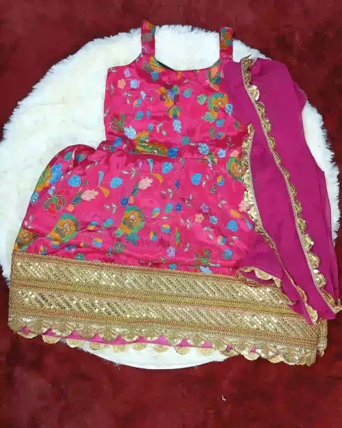 Rani Color Kids Anarkali Suit with Multicolor Style and Heavy Border