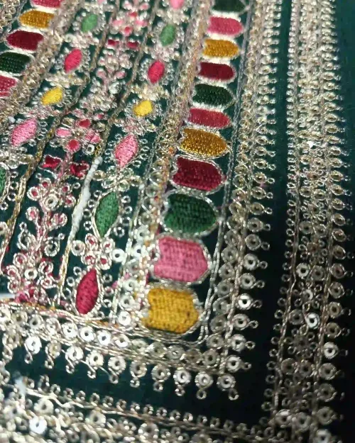 Bottle Green Kids Anarkali Suit with Heavy Zari Work
