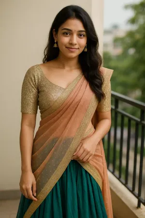 Shimmer Work Half Saree Blouse Designs