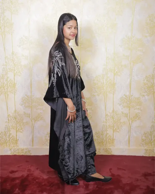 Black Color Silver Zari Work Velvet Suit