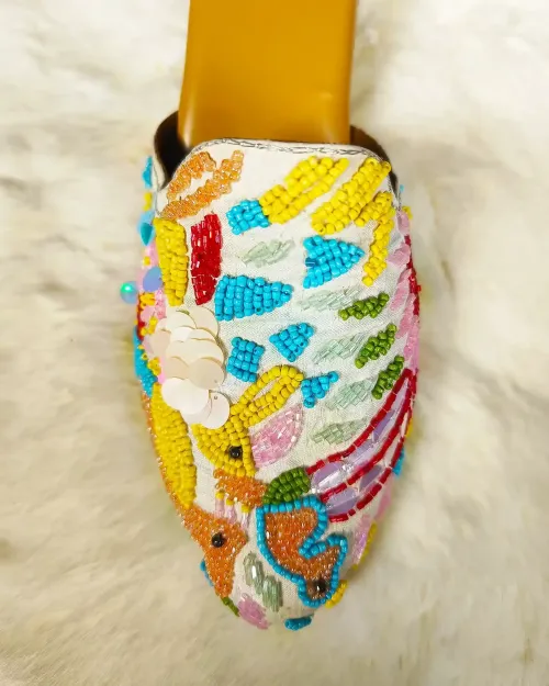 White Multi Color Jutis