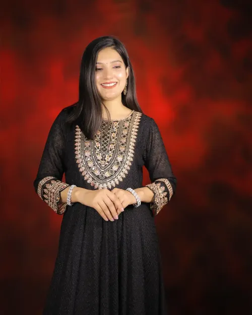 Black Chiffon Anarkali Suits