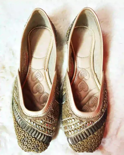 Golden Stone Work Party Wear Jutis