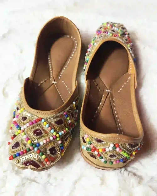 Brown Zari Work Casual Jutis