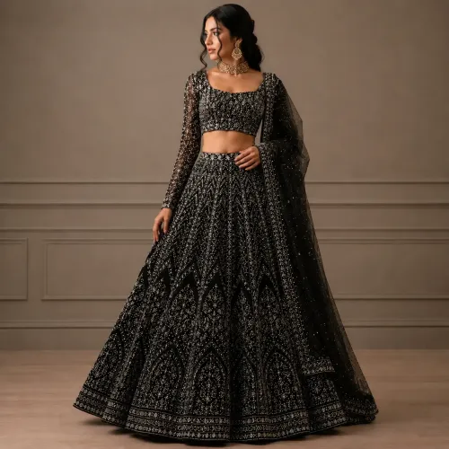 Black Stone Work Lehenga