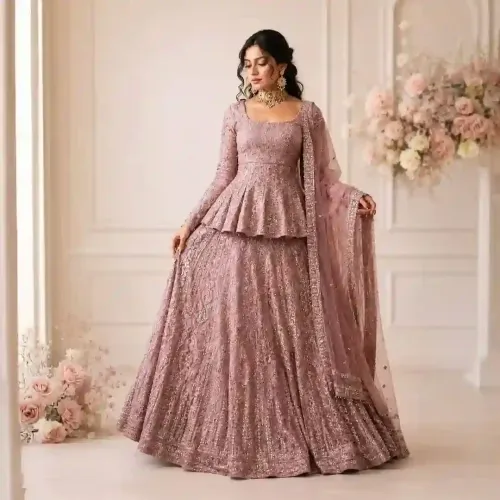 Ice Pink Embroidered Lehenga