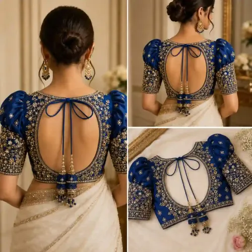 Bow-Tied Back Blouse Design