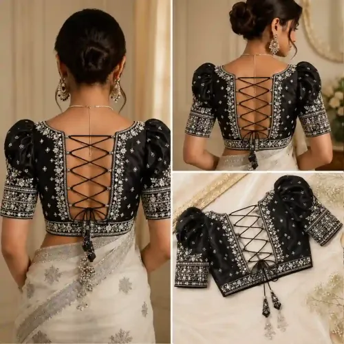 Crisscross Lace-Up Back Blouse Design