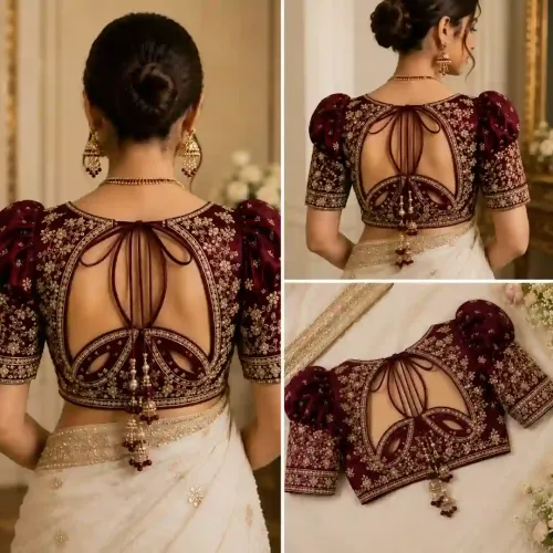 Cut Work Back Blouse Design