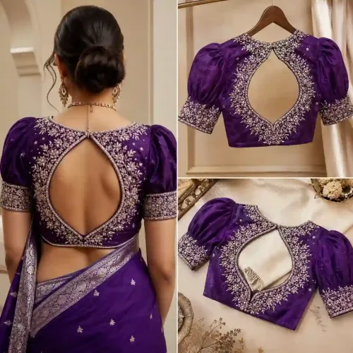 Keyhole Back Blouse Design