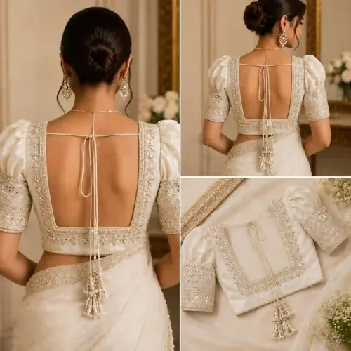 Zari Border Back Blouse Design