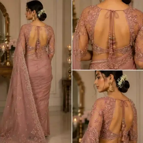 Chiffon Saree Blouse Back Designs