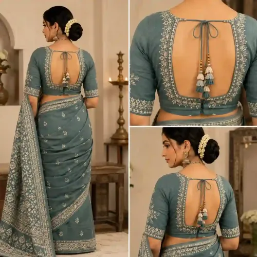 Cotton Saree Blouse Back Designs
