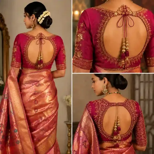 Silk Saree Blouse Back Designs