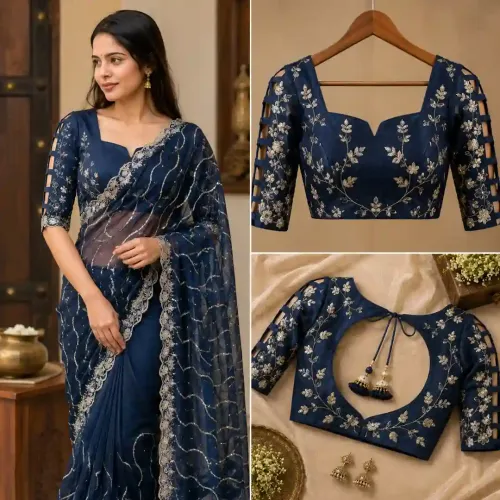 Cotton Saree Blouse Back Neck Designs