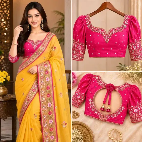 Cotton Saree Blouse Designs Front and Back